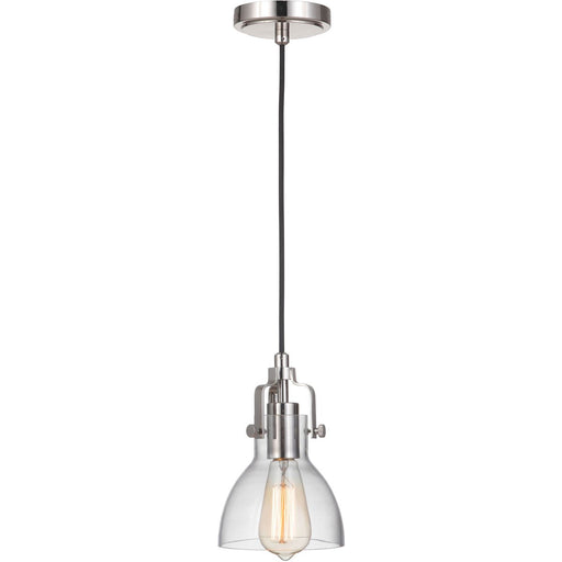 State House 1 Light 6" Clear Dome Mini Pendant in Polished Nickel