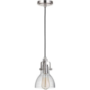 State House 1 Light 6" Clear Dome Mini Pendant in Polished Nickel