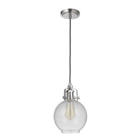 State House 1 Light 6.3" Clear Cylinder Mini Pendant in Polished Nickel