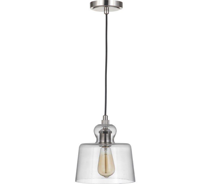 State House 1 Light 8.63" Clear Glass Mini Pendant in Polished Nickel