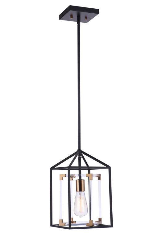 Aaron 1 Light 8" Acrylic Pendant in Flat Black/Satin Brass