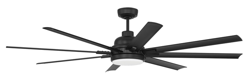 Rush 65" 8-Blade Indoor/Outdoor Ceiling Fan in Flat Black