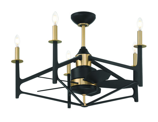 The Reserve 32 24" 5-Blade Ceiling Fan in Flat Black/Satin Brass