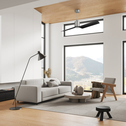 Sleek 56" 2-Blade Ceiling Fan in Brushed Polished Nickel
