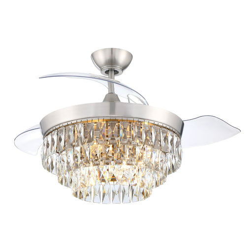 Sofia 42" 3-Blade Hidden Blades Ceiling Fan in Brushed Polished Nickel
