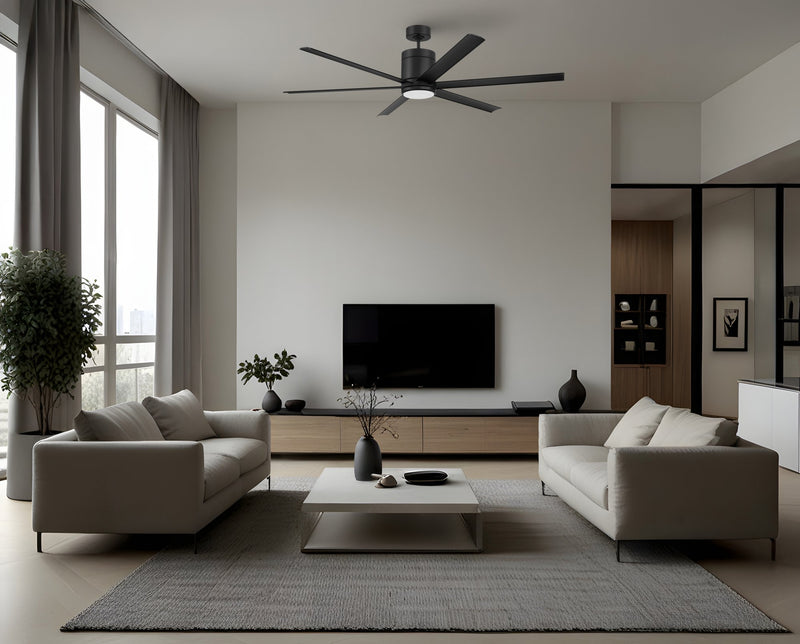 Tate 65" 6-Blade Ceiling Fan in Flat Black