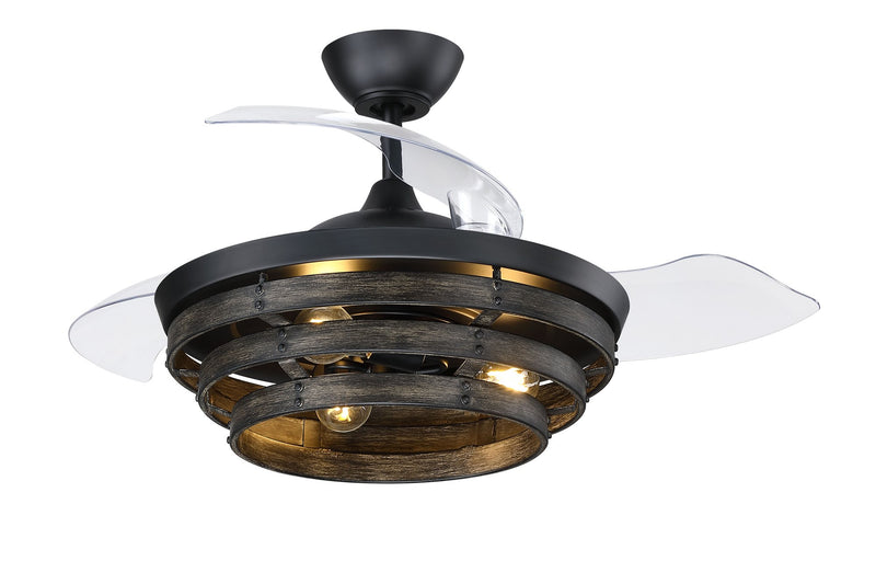 Whiskey 44" 3-Blade Ceiling Fan in Flat Black