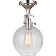 State House 1 Light 7.87" Clear Glass Globe Semi Flush in Polished Nickel