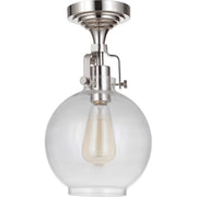 State House 1 Light 7.87" Clear Glass Globe Semi Flush in Polished Nickel