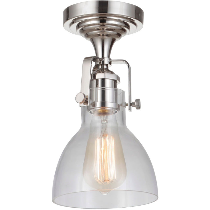 State House 1 Light 6" Clear Dome Semi Flush in Polished Nickel