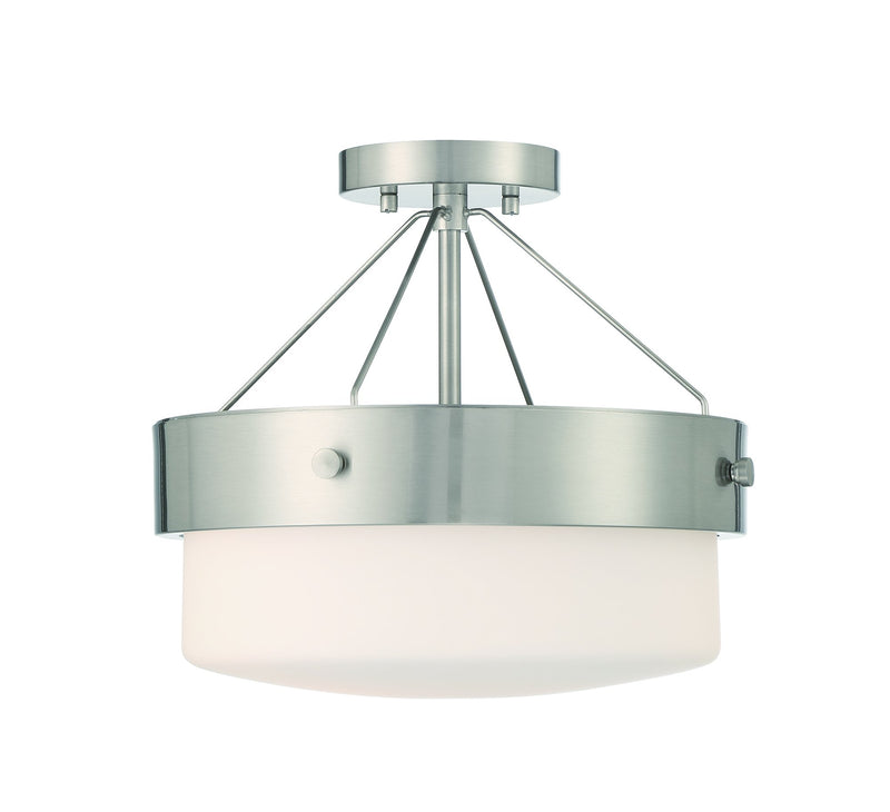 Oak Street 2 Light 13" Convertible Semi Flush in Brushed Polished Nickel