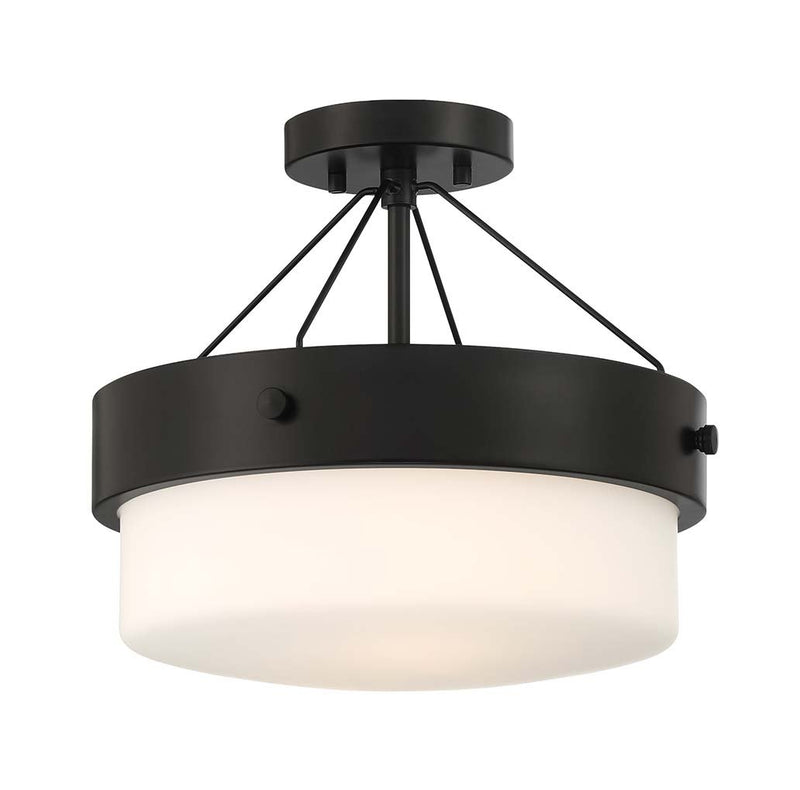 Oak Street 2 Light 13" Convertible Semi Flush in Flat Black