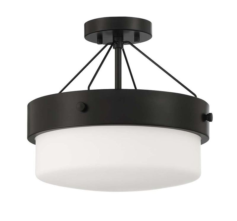 Oak Street 2 Light 13" Convertible Semi Flush in Flat Black