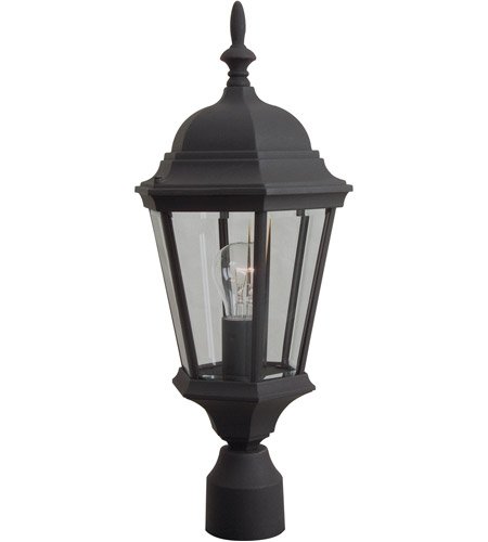 Straight Glass 1 Light 9.5" Outdoor Post Mount in Textured Black