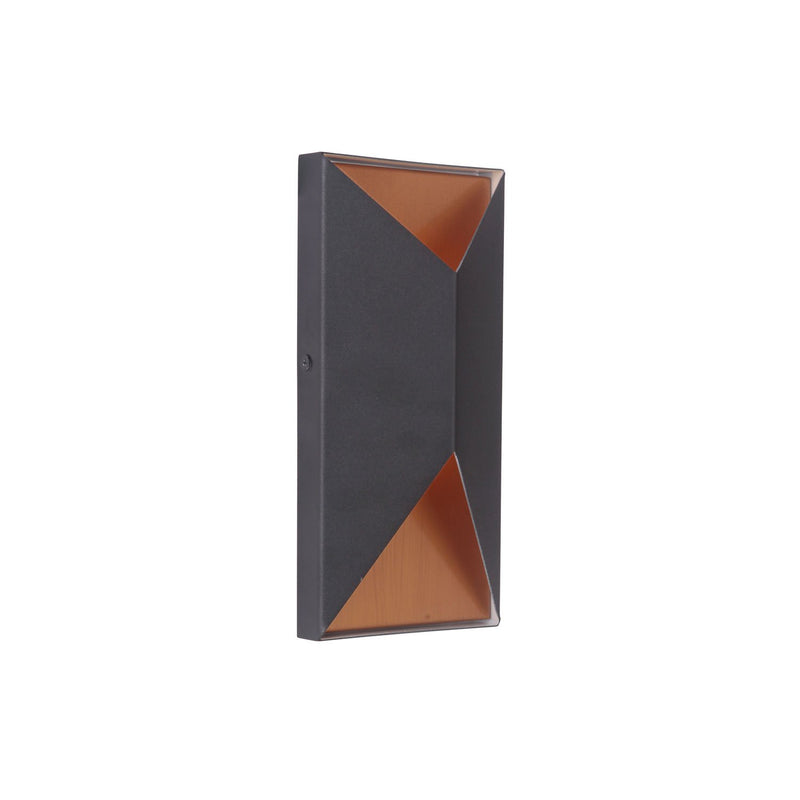Peak 2 Light 5" Small LED Outdoor Pocket Sconce in Textured Black / Satin Brass