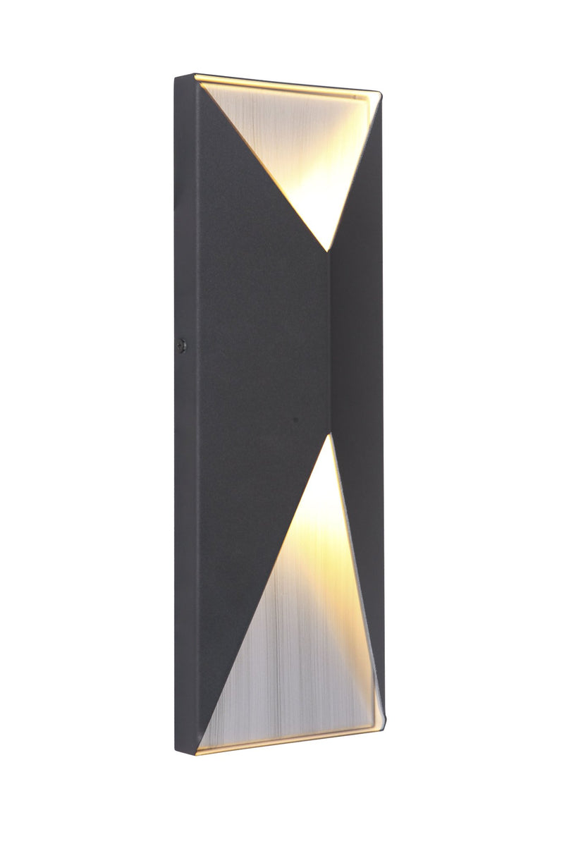 Peak 2 Light 5" Medium LED Outdoor Pocket Sconce in Textured Black / Brushed Aluminum