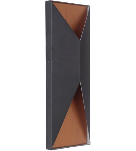 Peak 2 Light 5" Medium LED Outdoor Pocket Sconce in Textured Black / Satin Brass