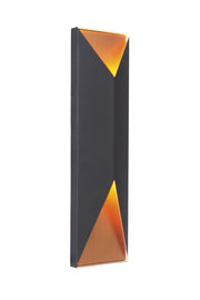 Peak 2 Light 5" Large LED Outdoor Pocket Sconce in Textured Black / Satin Brass