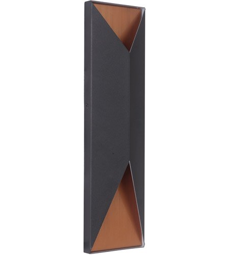 Peak 2 Light 5" Large LED Outdoor Pocket Sconce in Textured Black / Satin Brass