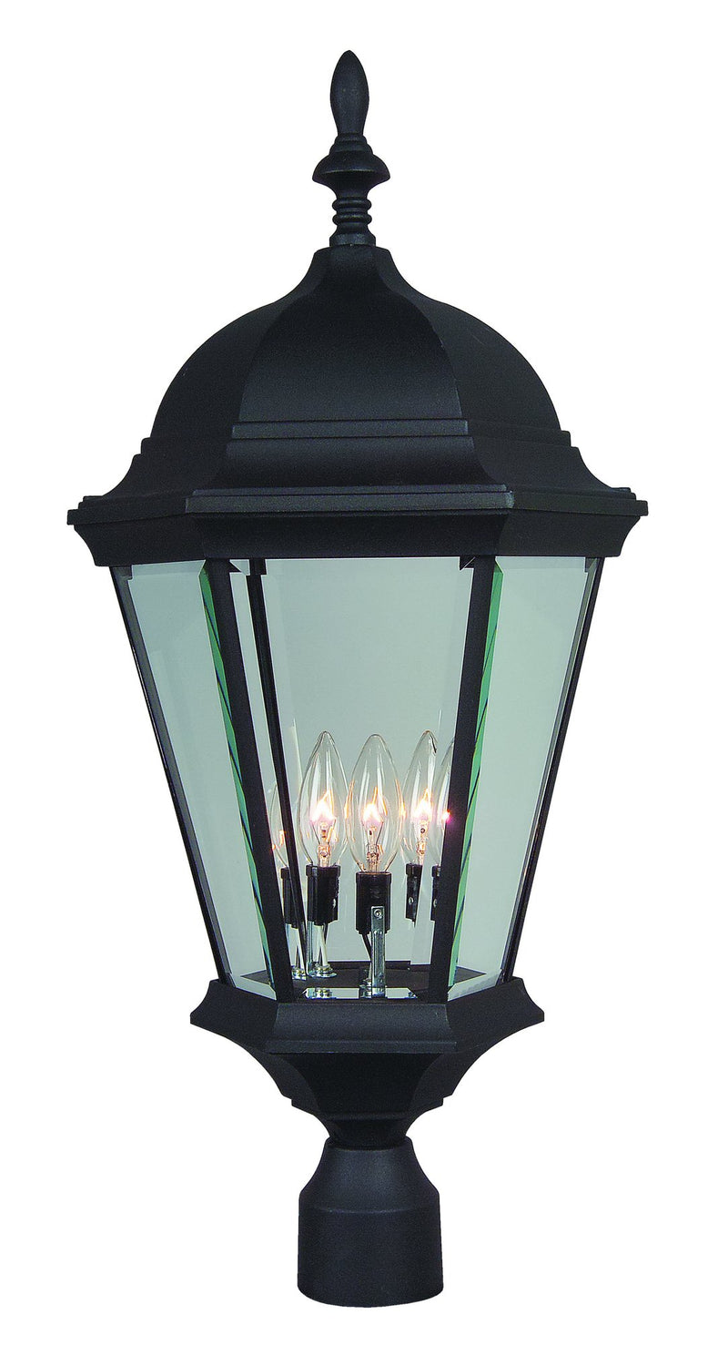 Straight Glass Cast 3 Light 12.8" Outdoor Post Mount in Textured Black