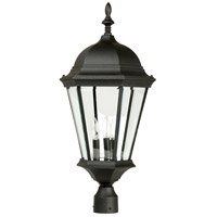 Straight Glass Cast 3 Light 12.8" Outdoor Post Mount in Textured Black