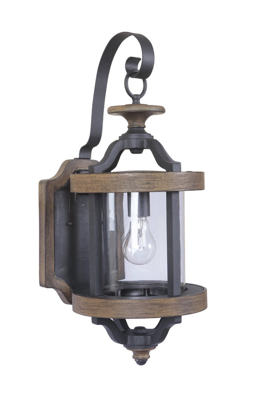 Ashwood 1 Light 11.15" Medium Outdoor Wall Lantern in Textured Black/Whiskey Barrel