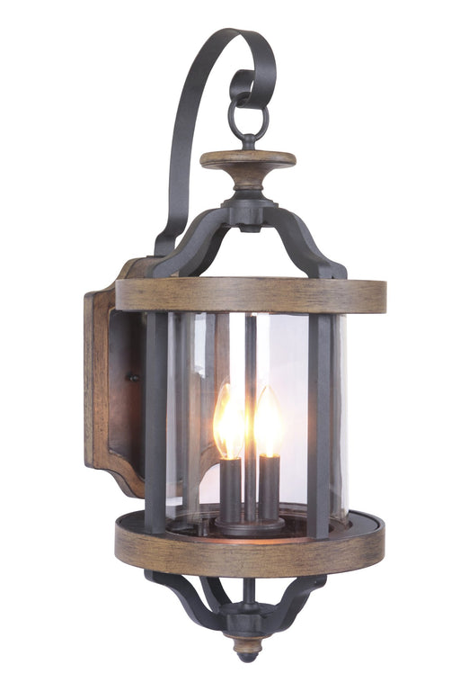 Ashwood 2 Light 13" Large Outdoor Wall Lantern in Textured Black/Whiskey Barrel