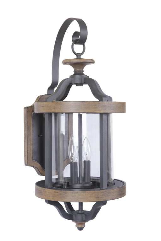 Ashwood 2 Light 13" Large Outdoor Wall Lantern in Textured Black/Whiskey Barrel