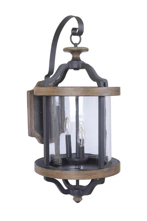 Ashwood 3 Light 15.15" Extra Large Outdoor Wall Lantern in Textured Black/Whiskey Barrel