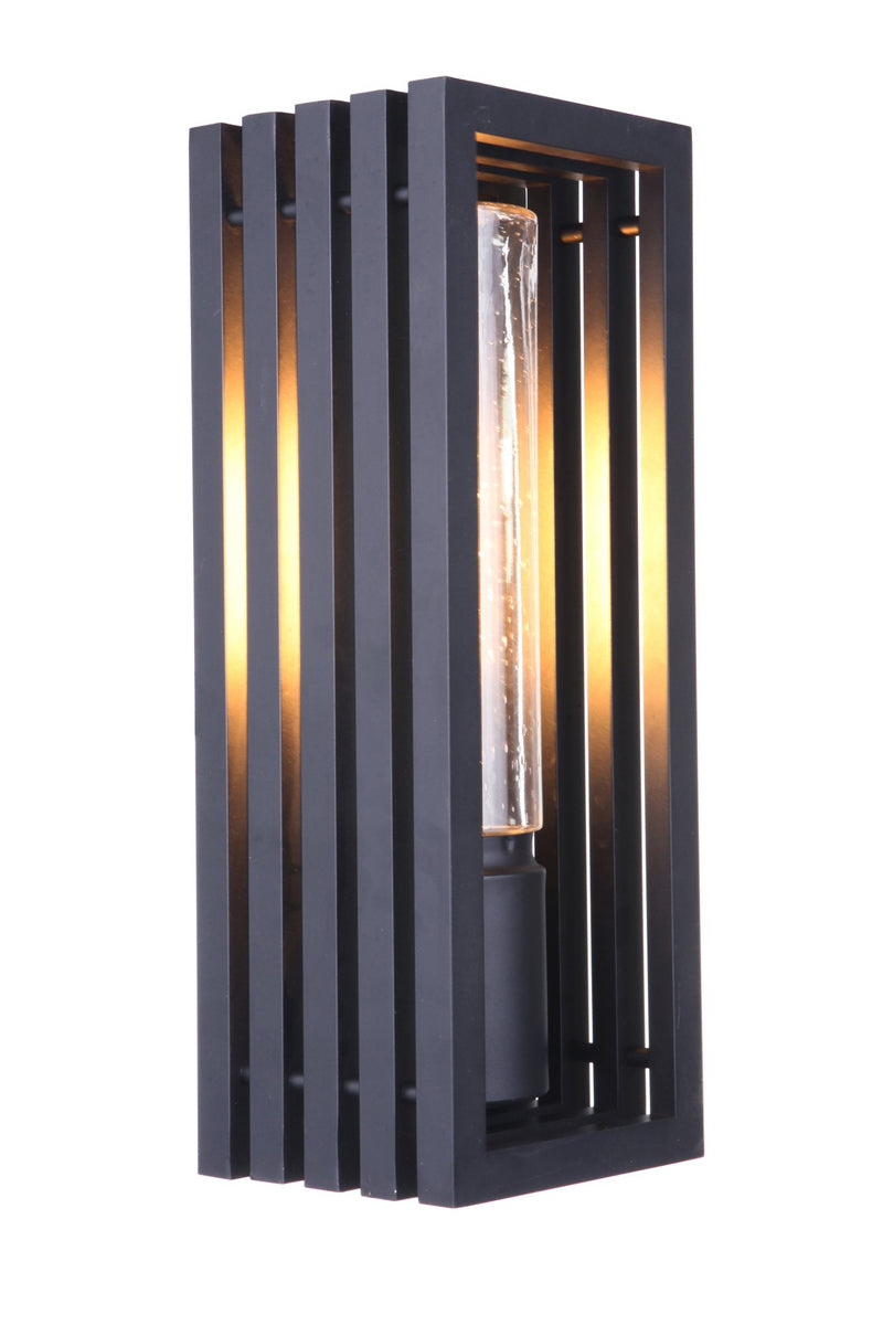 Carmel 1 Light 7" Large Outdoor Wall Lantern in Textured Black