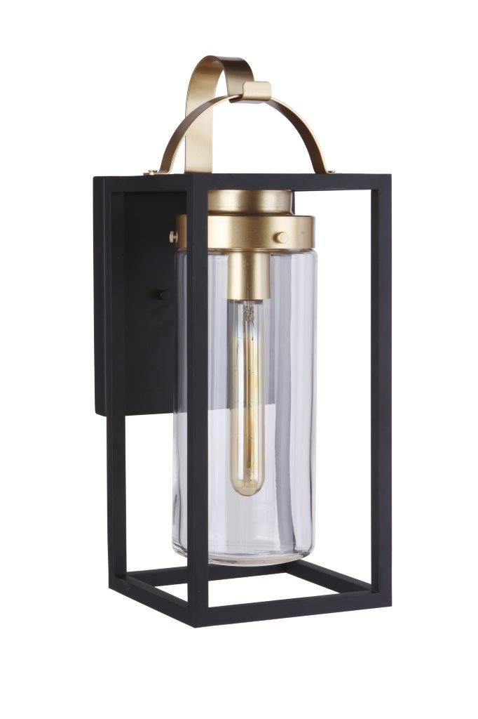 Neo 1 Light 7.88" Large Outdoor Wall Lantern in Midnight / Satin Brass