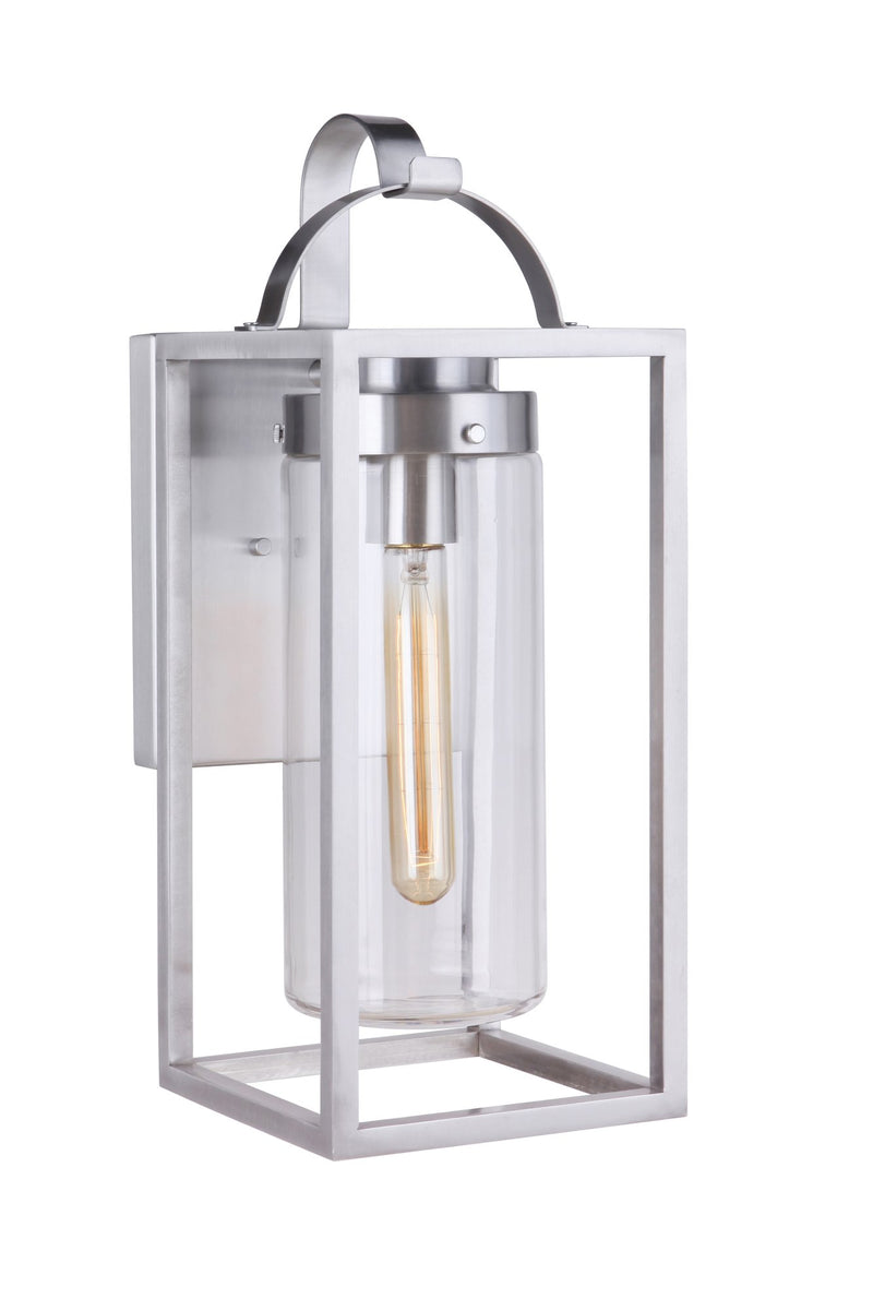 Neo 1 Light 7.88" Large Outdoor Wall Lantern in Satin Aluminum