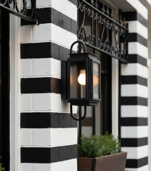 Irving 1 Light 7" Outdoor Wall Lantern in Textured Black
