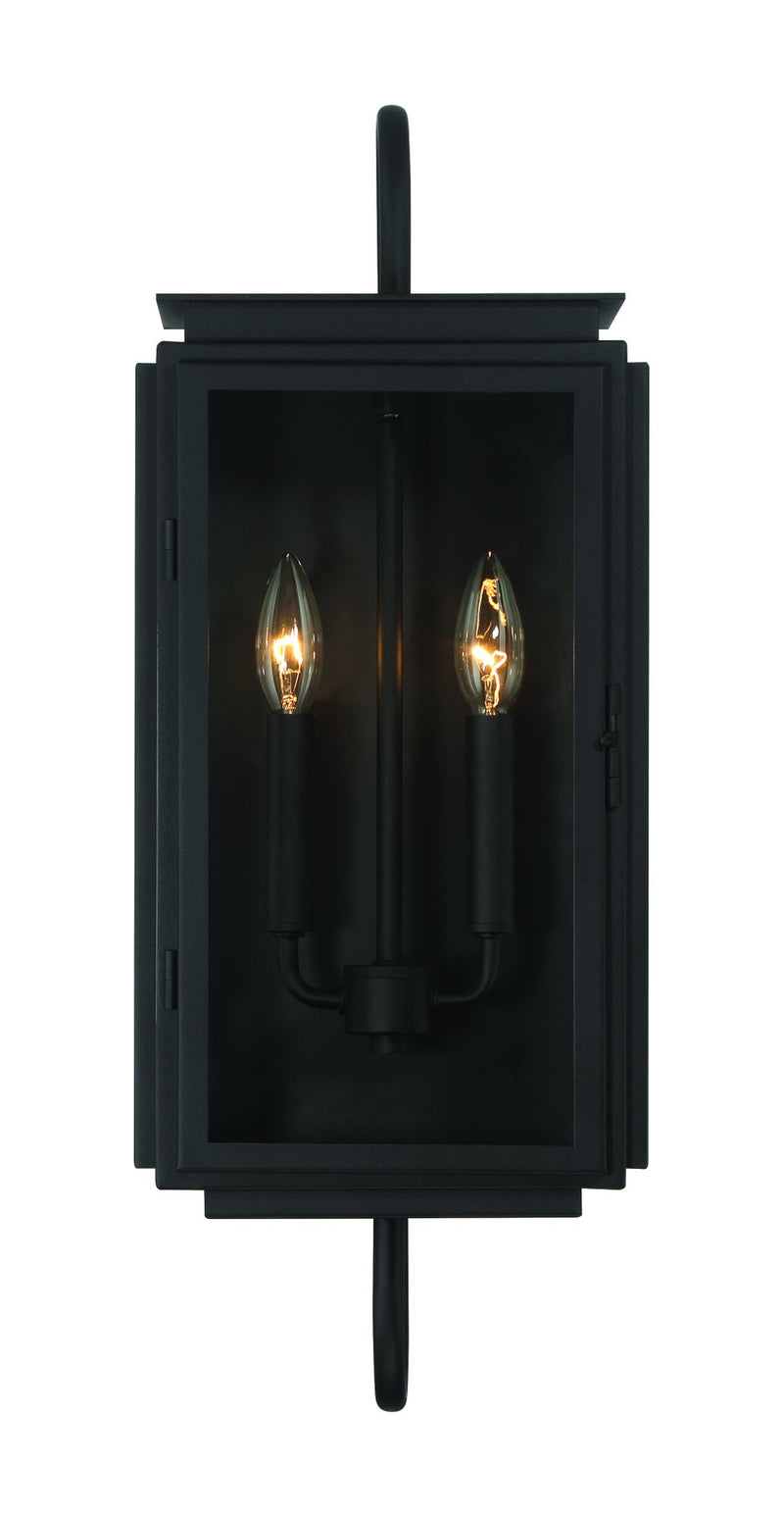 Irving 2 Light 9" Outdoor Wall Lantern in Textured Black