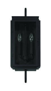 Irving 2 Light 9" Outdoor Wall Lantern in Textured Black