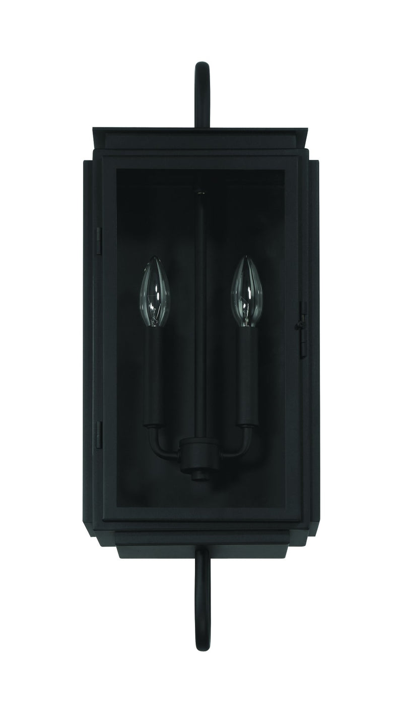 Irving 2 Light 9" Outdoor Wall Lantern in Textured Black
