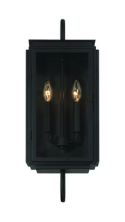 Irving 2 Light 9" Outdoor Wall Lantern in Textured Black