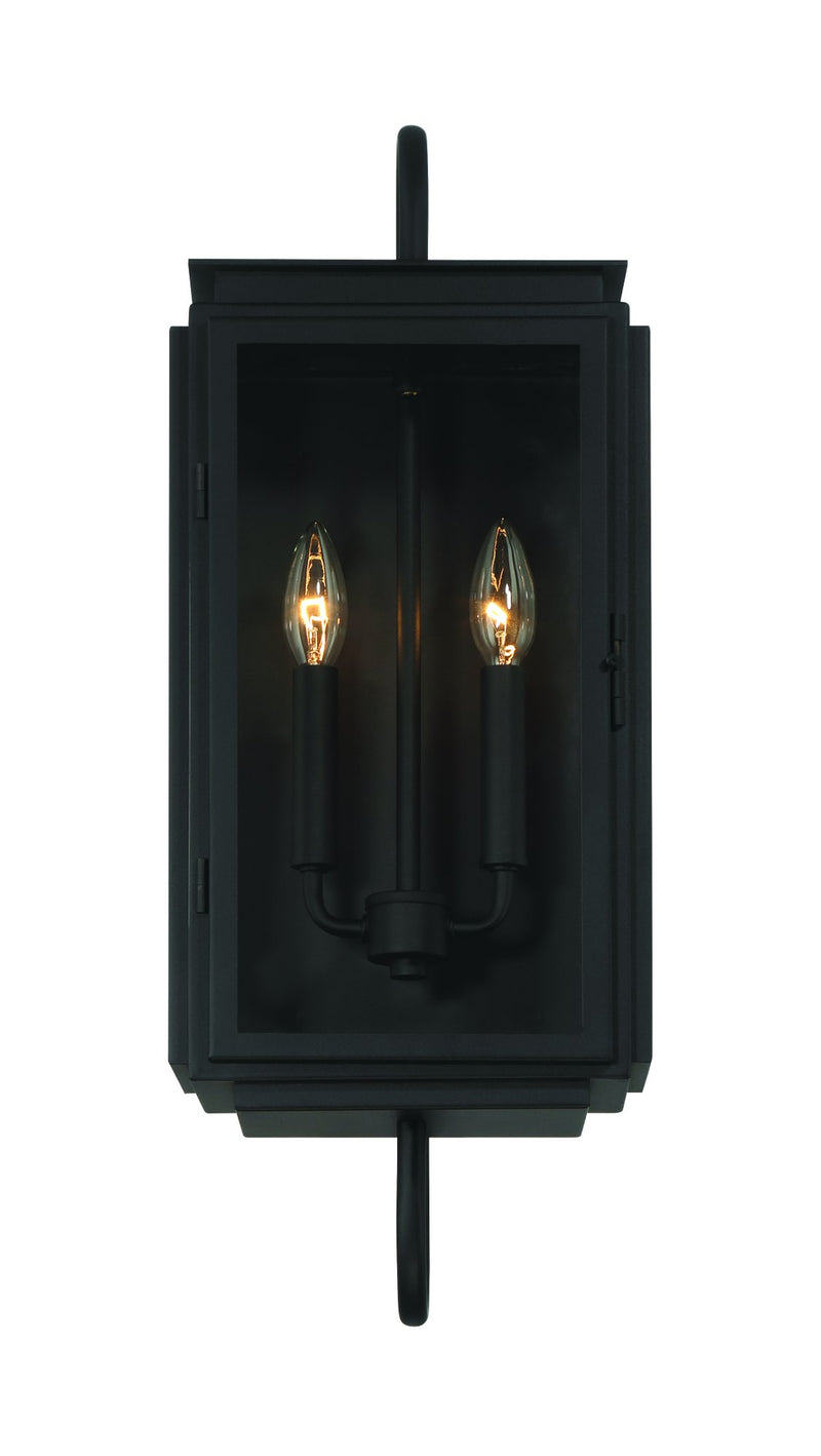 Irving 2 Light 9" Outdoor Wall Lantern in Textured Black