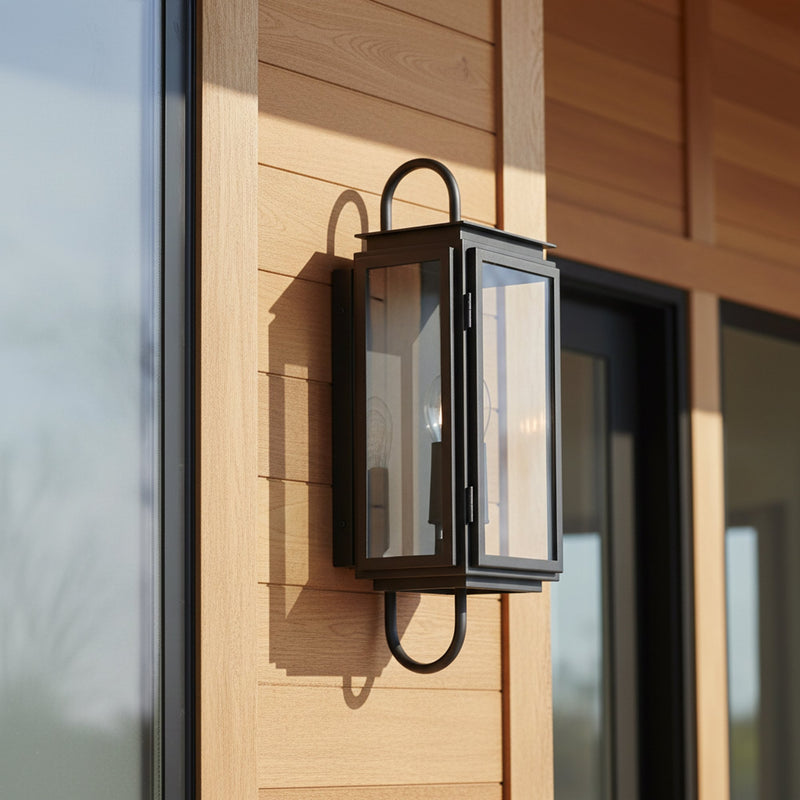 Irving 2 Light 9" Outdoor Wall Lantern in Textured Black
