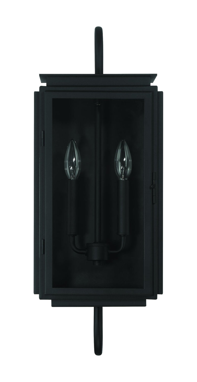 Irving 2 Light 9" Outdoor Wall Lantern in Textured Black