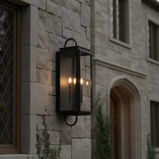 Irving 4 Light 13" Outdoor Wall Lantern in Textured Black