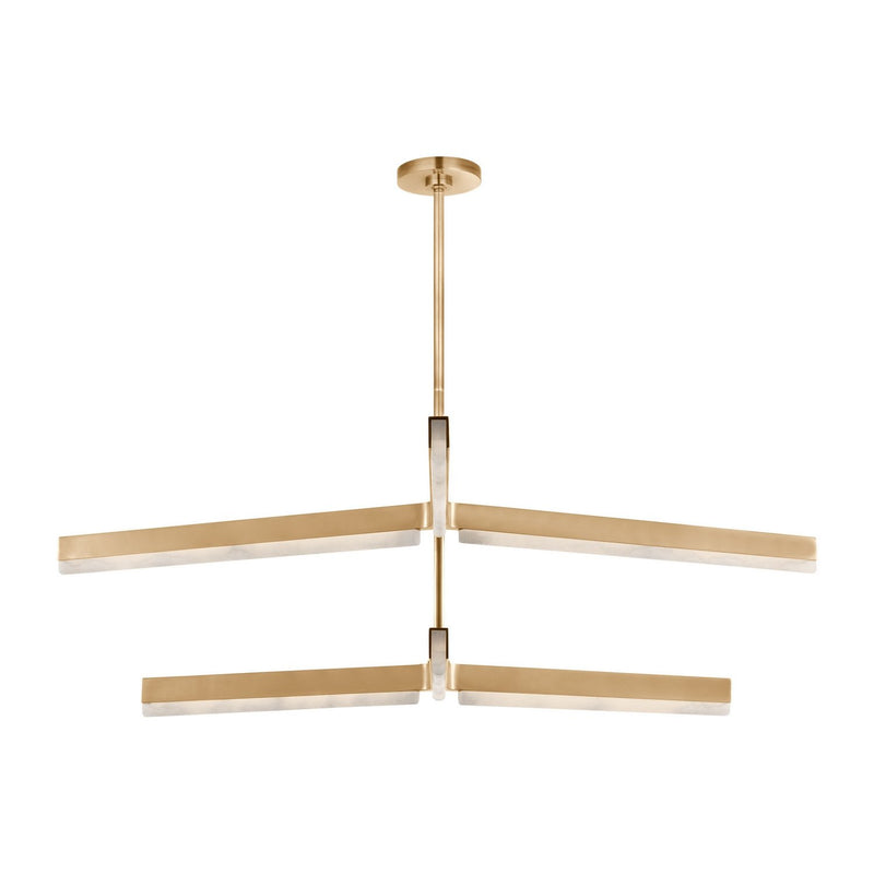 Linea 56 Two-Tier Chandelier in Hand Rubbed Antique Brass