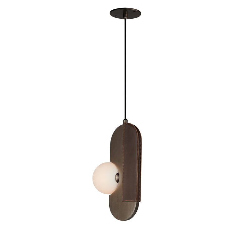 Stitched Side-Light Pendant in Brushed Bronze