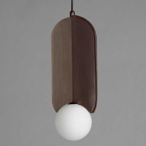 Stitched Down-Light Pendant in Brushed Bronze
