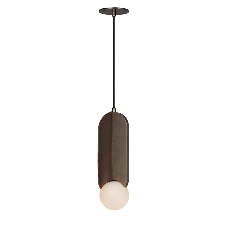 Stitched Down-Light Pendant in Brushed Bronze