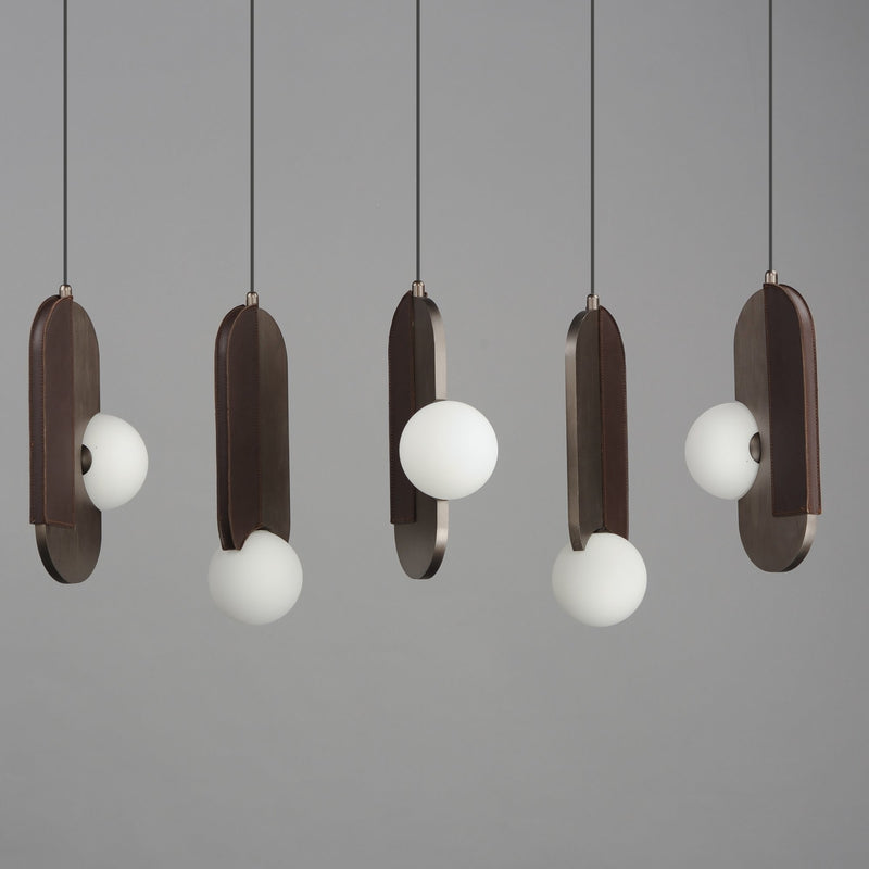 Stitched 5-Light Pendant in Brushed Bronze