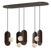 Stitched 5-Light Pendant in Brushed Bronze