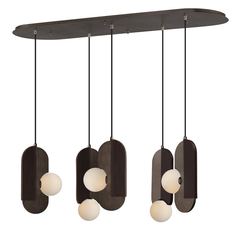 Stitched 5-Light Pendant in Brushed Bronze