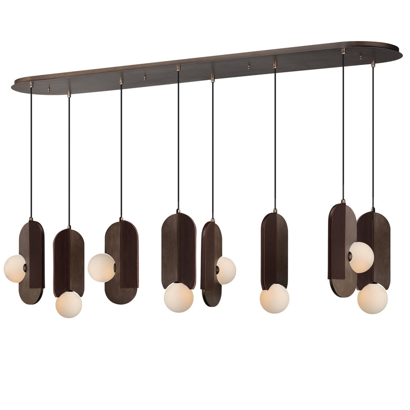 Stitched 8-Light Pendant in Brushed Bronze