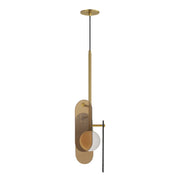 Megalith Cord Hung Pendant in Natural Aged Brass